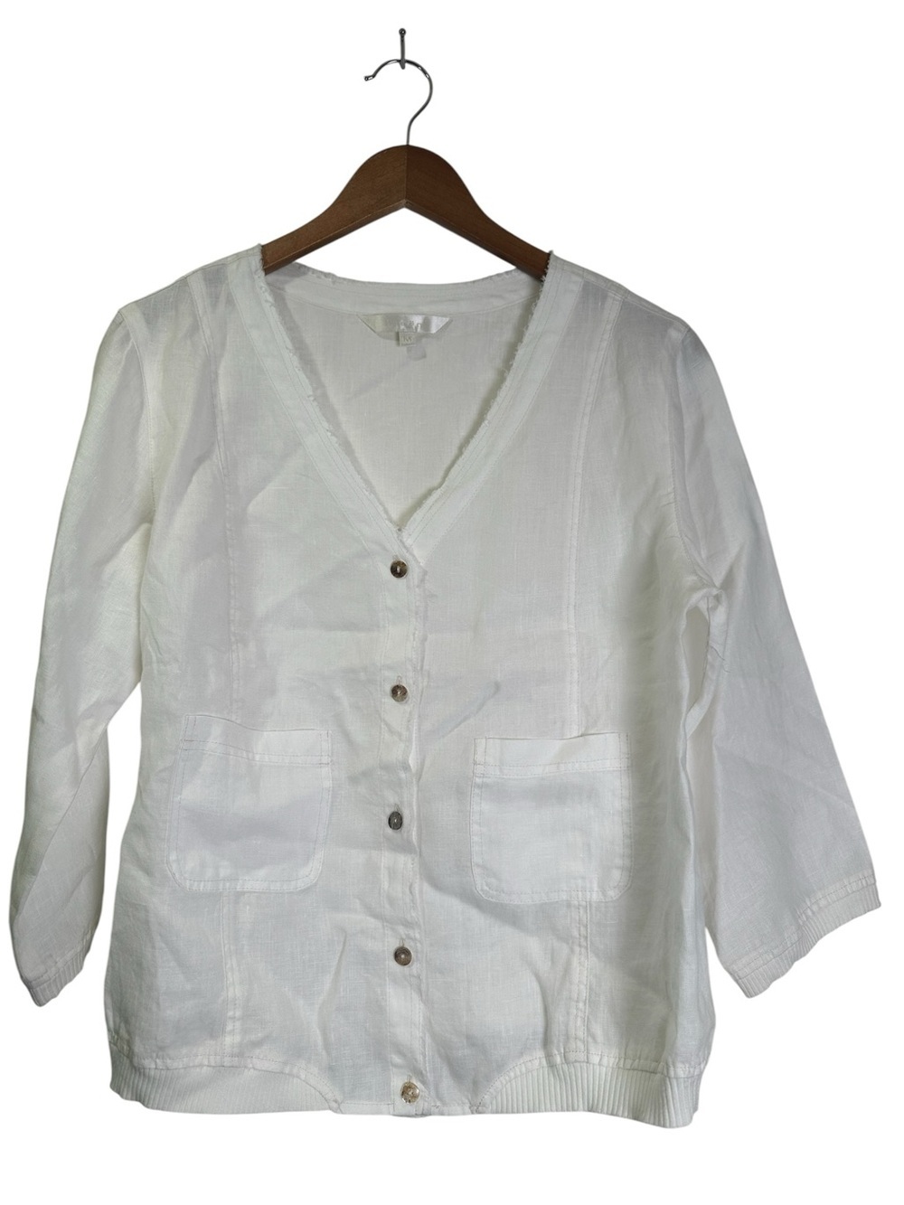 Kleën Women's M White Button-Front V-Neck Lightweight Jacket